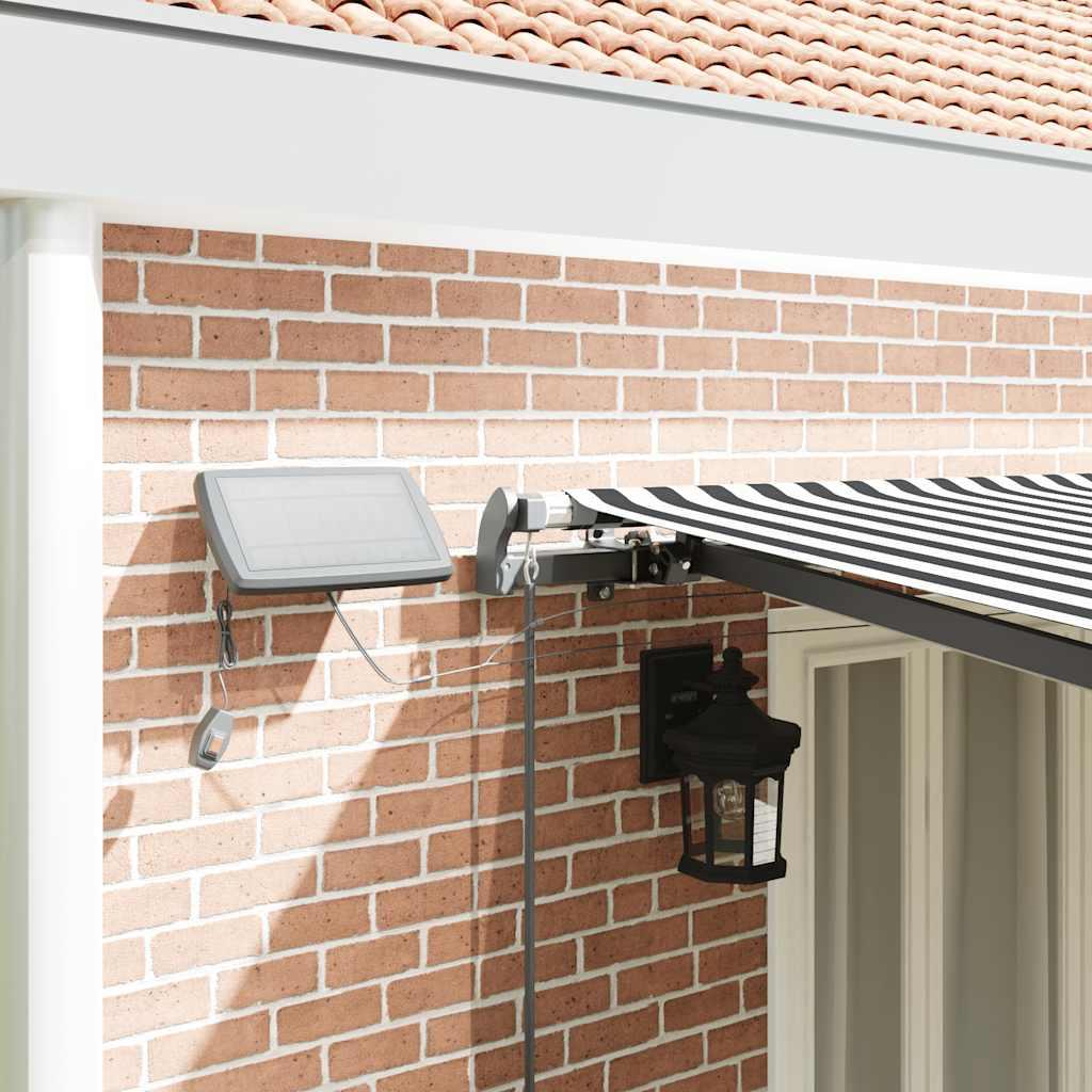 Toldo retráctil manual con luz LED amarillo y blanco 500x300 cm