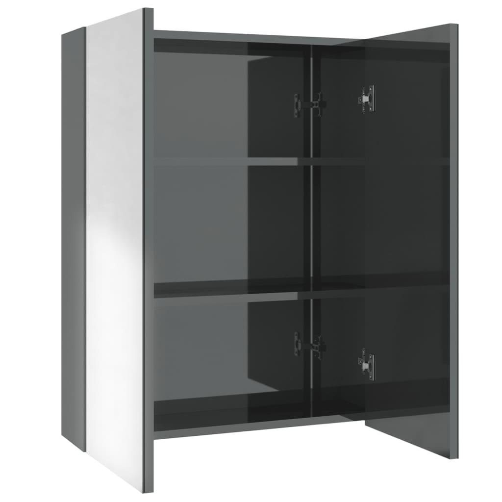 Armario de espejo de baño MDF blanco brillante 60x15x75 cm