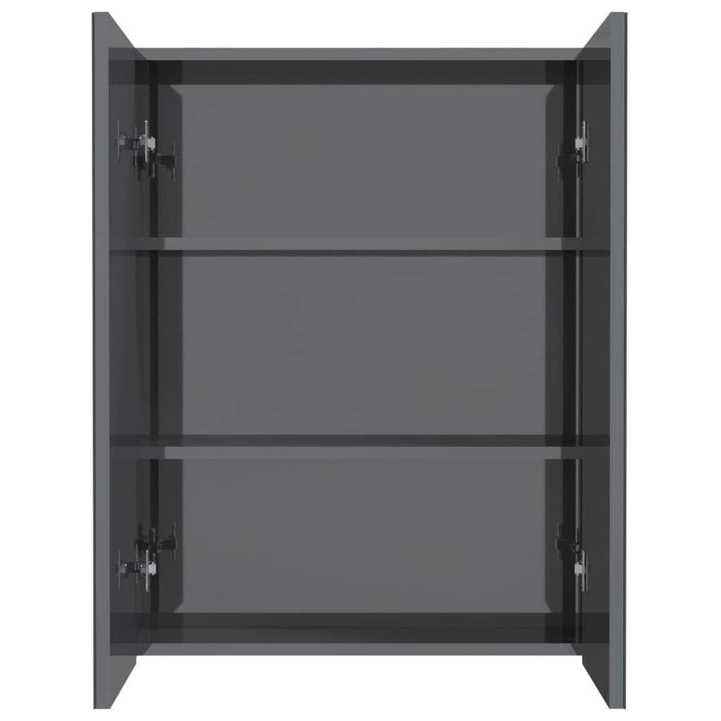 Armario de espejo de baño MDF blanco brillante 60x15x75 cm