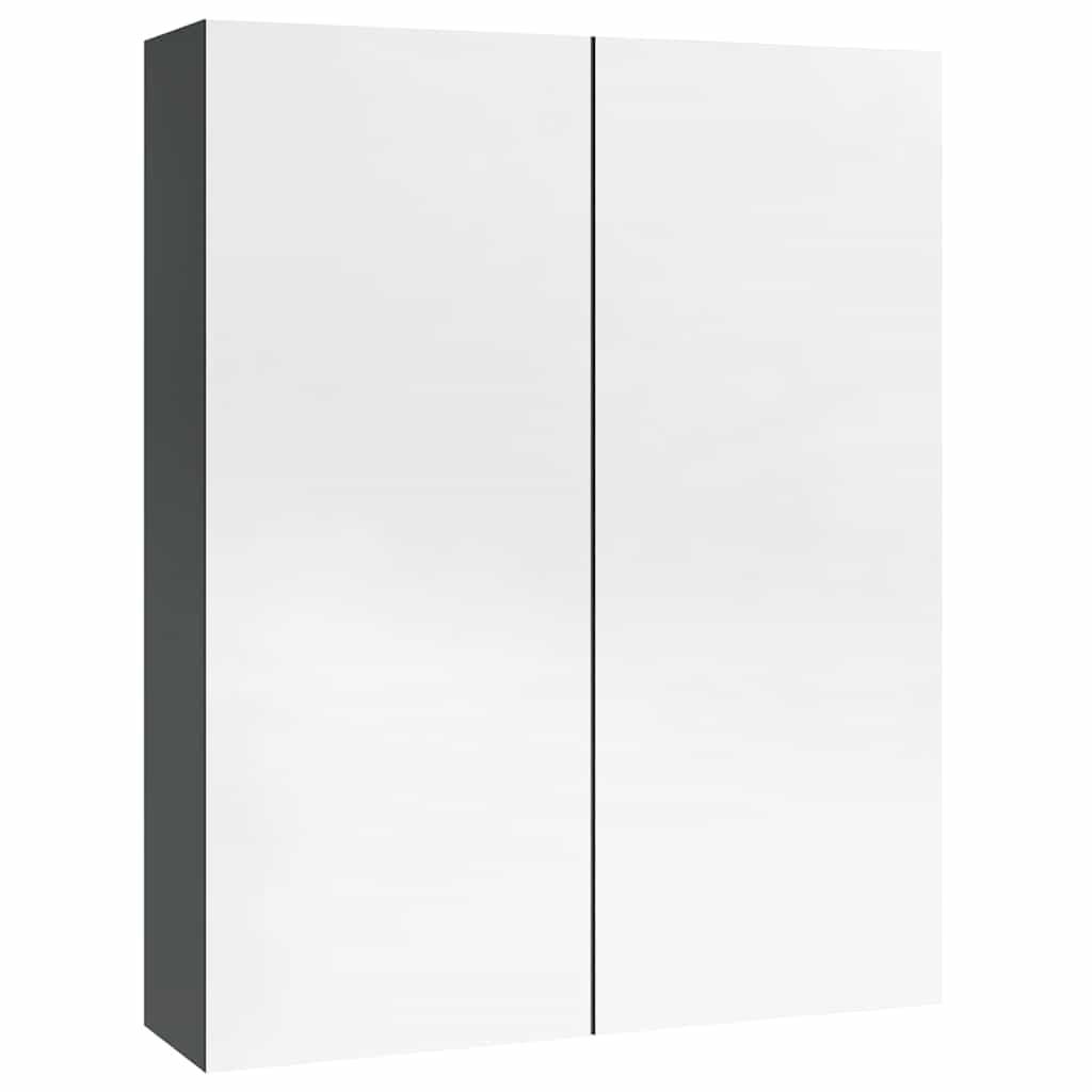 Armario de espejo de baño MDF blanco brillante 60x15x75 cm