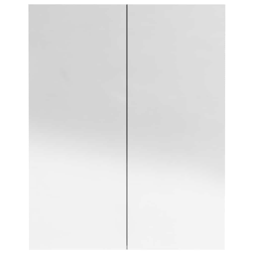 Armario de espejo de baño MDF blanco brillante 60x15x75 cm