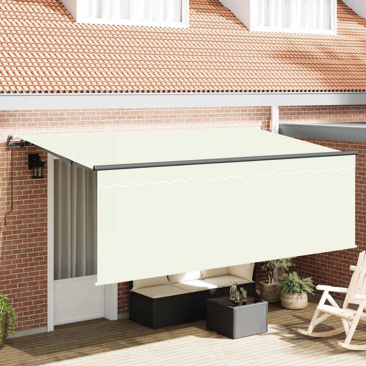 Toldo retráctil Azul y Blanco 400 x 350 cm Poliéster y Aluminio