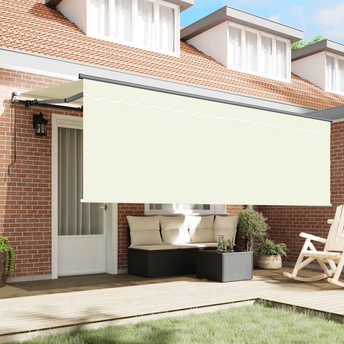Toldo retráctil Azul y Blanco 400 x 350 cm Poliéster y Aluminio