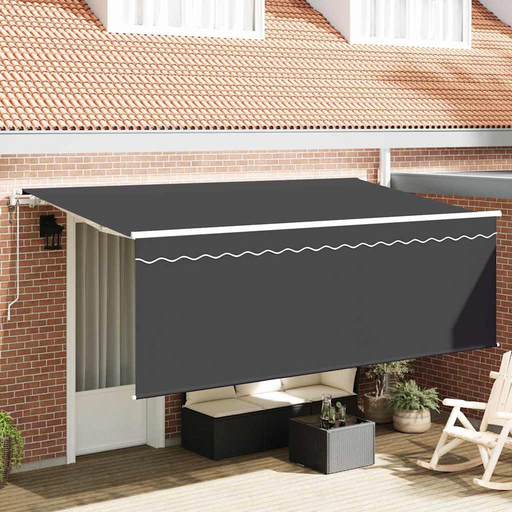 Toldo retráctil Azul y Blanco 400 x 350 cm Poliéster y Aluminio