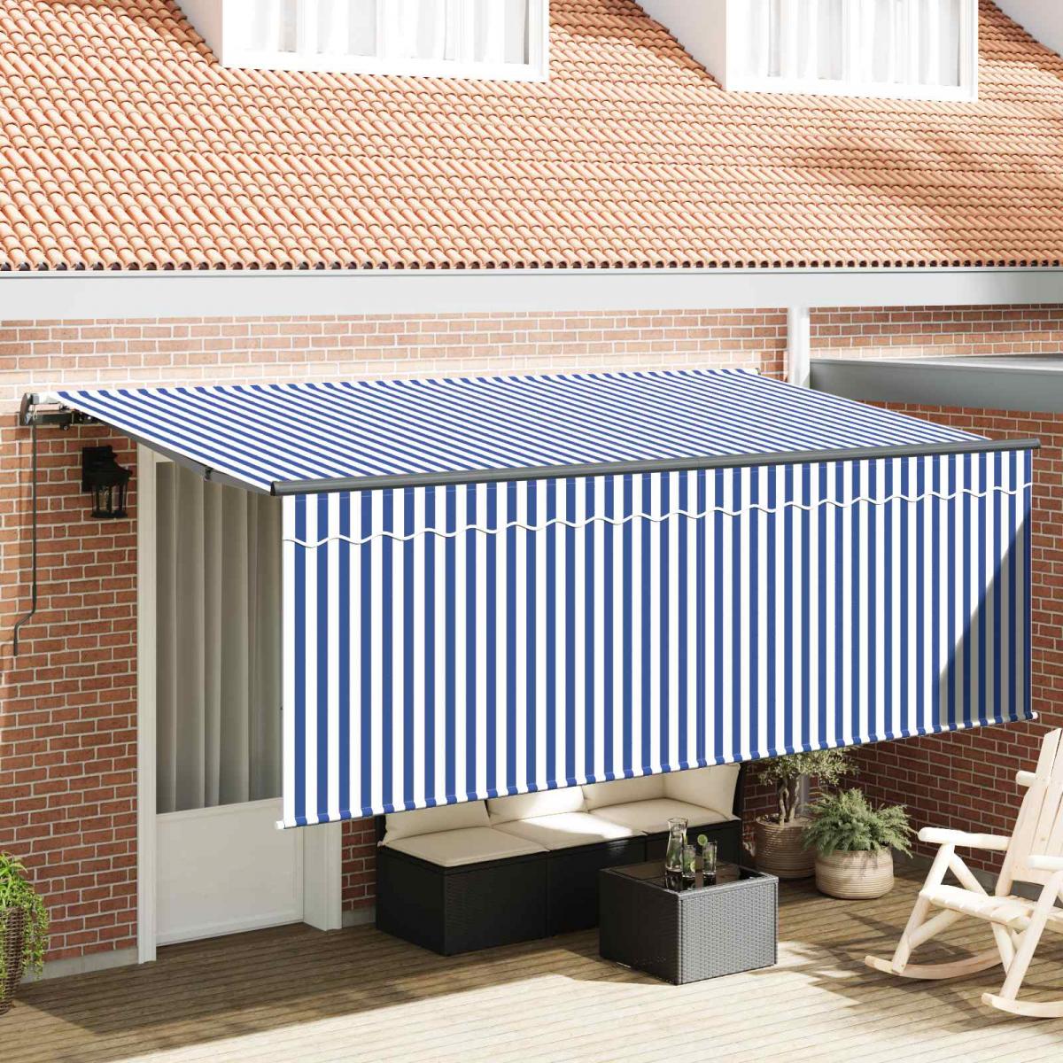 Toldo retráctil Blanco 400 x 350 x 165 cm Poliéster y Aluminio
