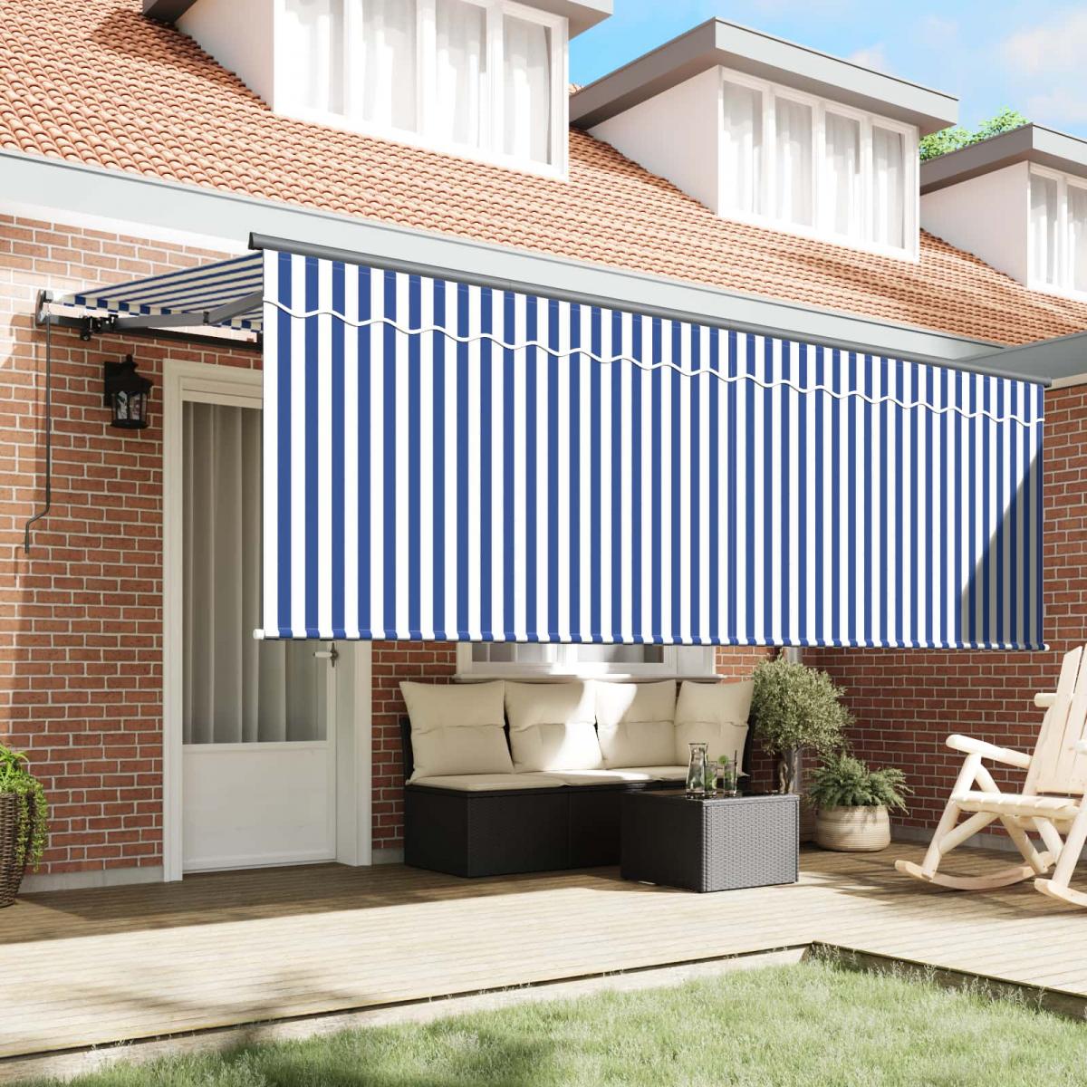 Toldo retráctil Blanco 400 x 350 x 165 cm Poliéster y Aluminio