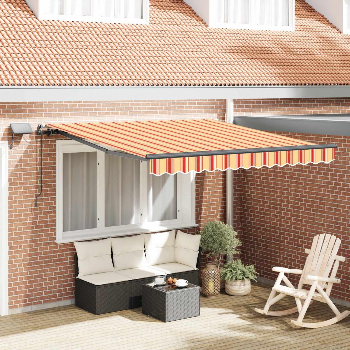 Toldo retráctil Amarillo y Naranja 300 x 250 cm Tela y Aluminio