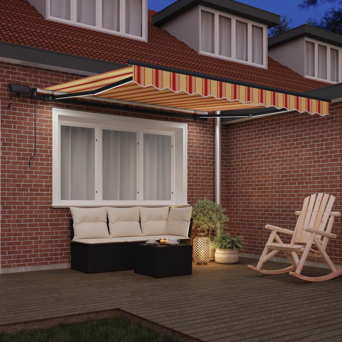 Toldo retráctil Amarillo y Naranja 300 x 250 cm Tela y Aluminio