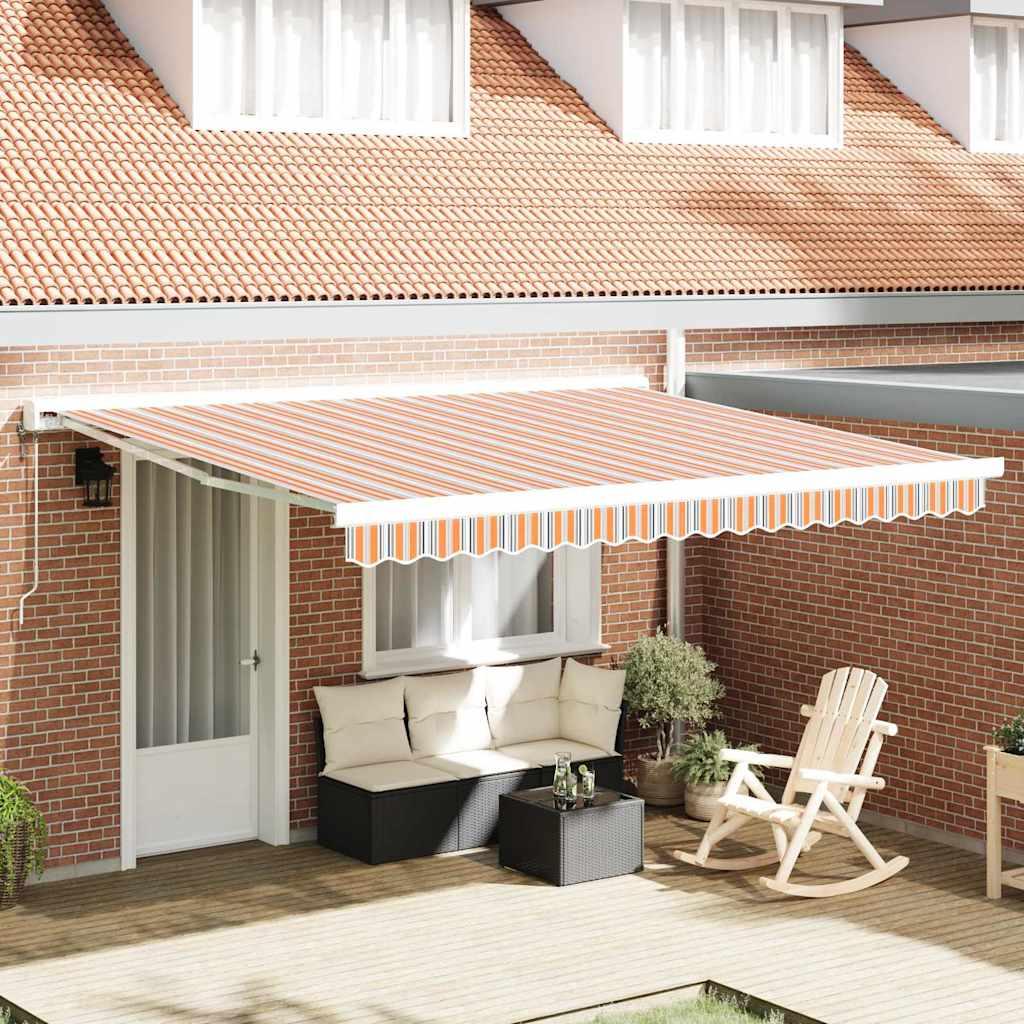 Toldo retráctil Verde y blanco 300 x 250 x 165 cm Tela y Metal