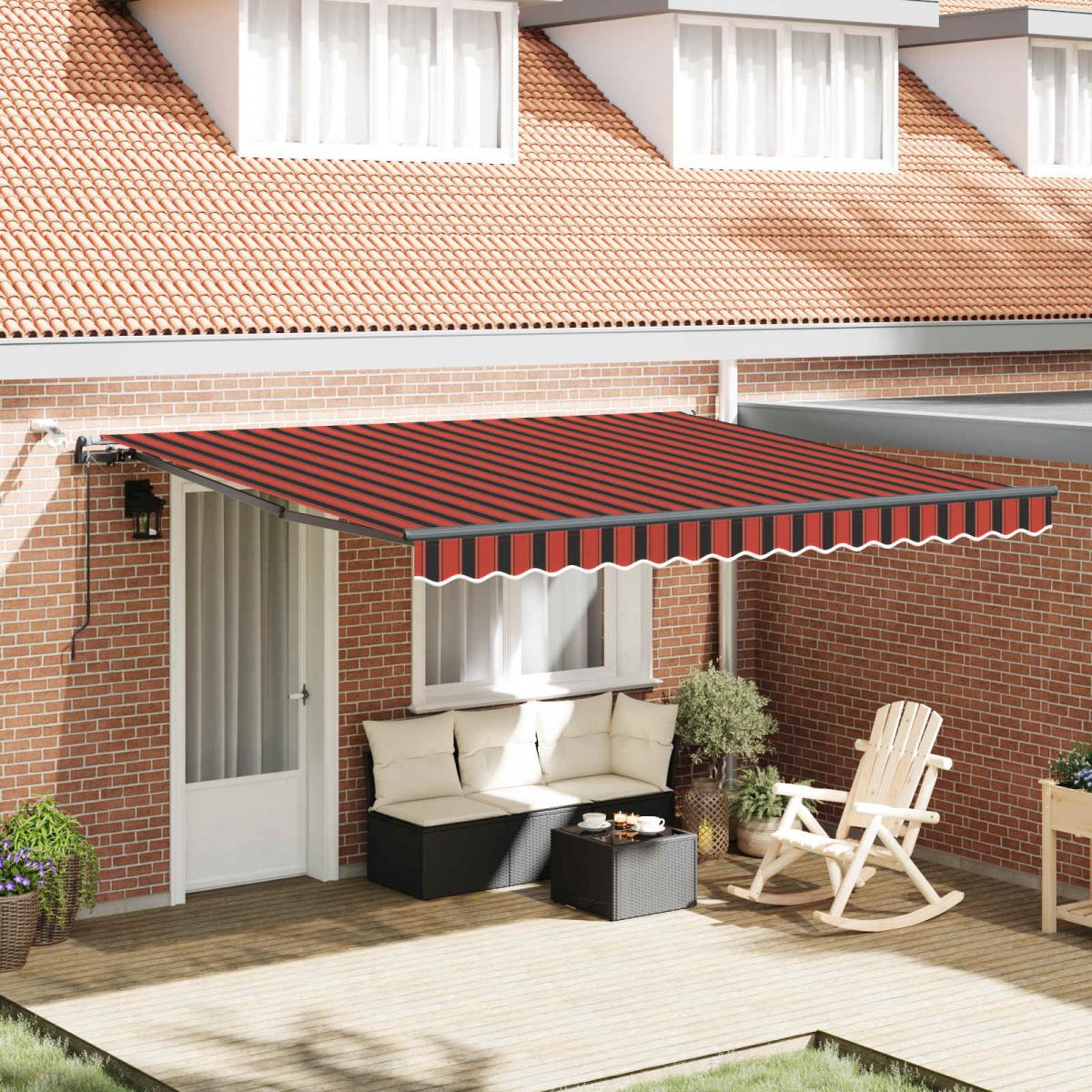 Toldo retráctil Gris claro y blanco. 400 x 350 cm Poliéster