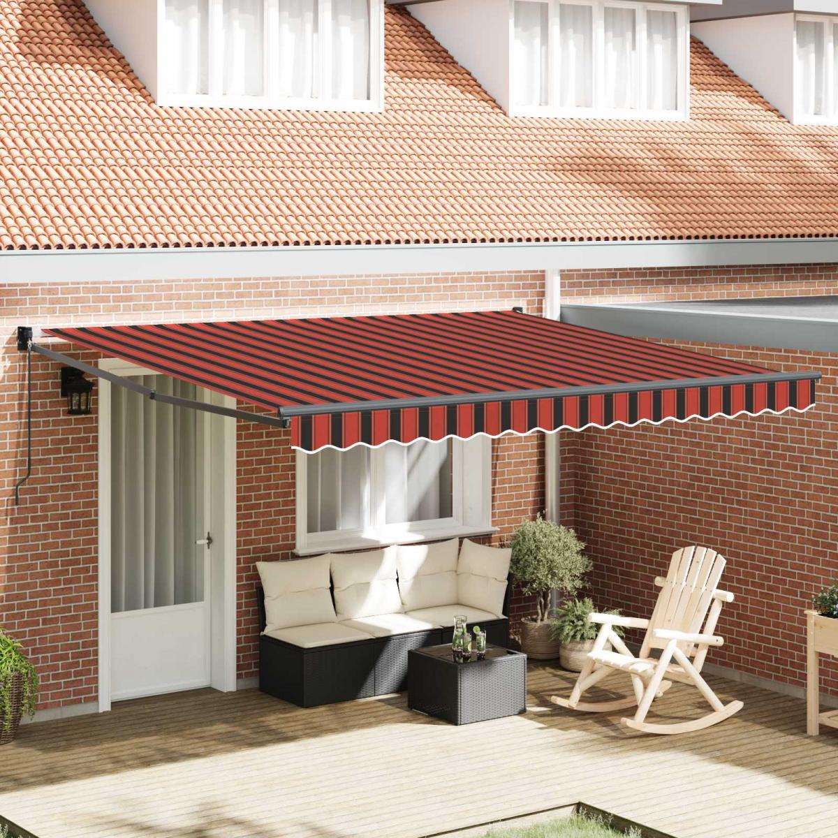 Toldo retráctil Amarillo y Naranja 300 x 250 cm Tela y Aluminio