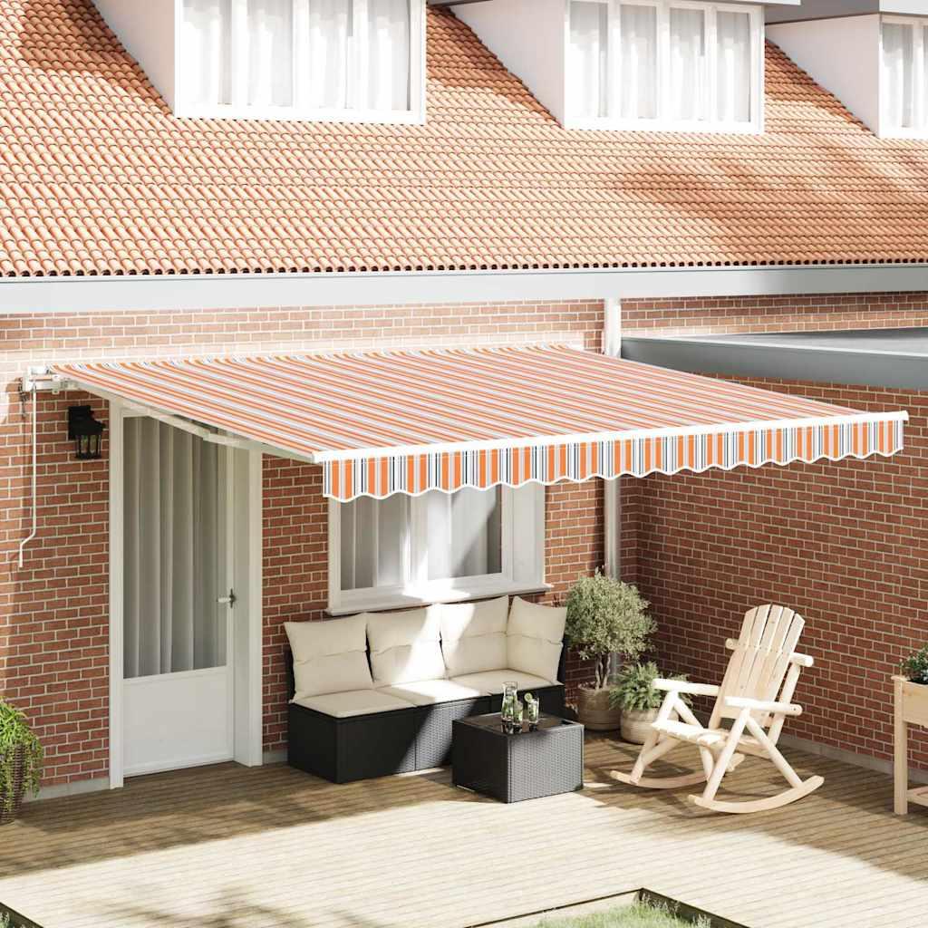 Toldo retráctil Amarillo y Naranja 300 x 250 cm Tela y Aluminio