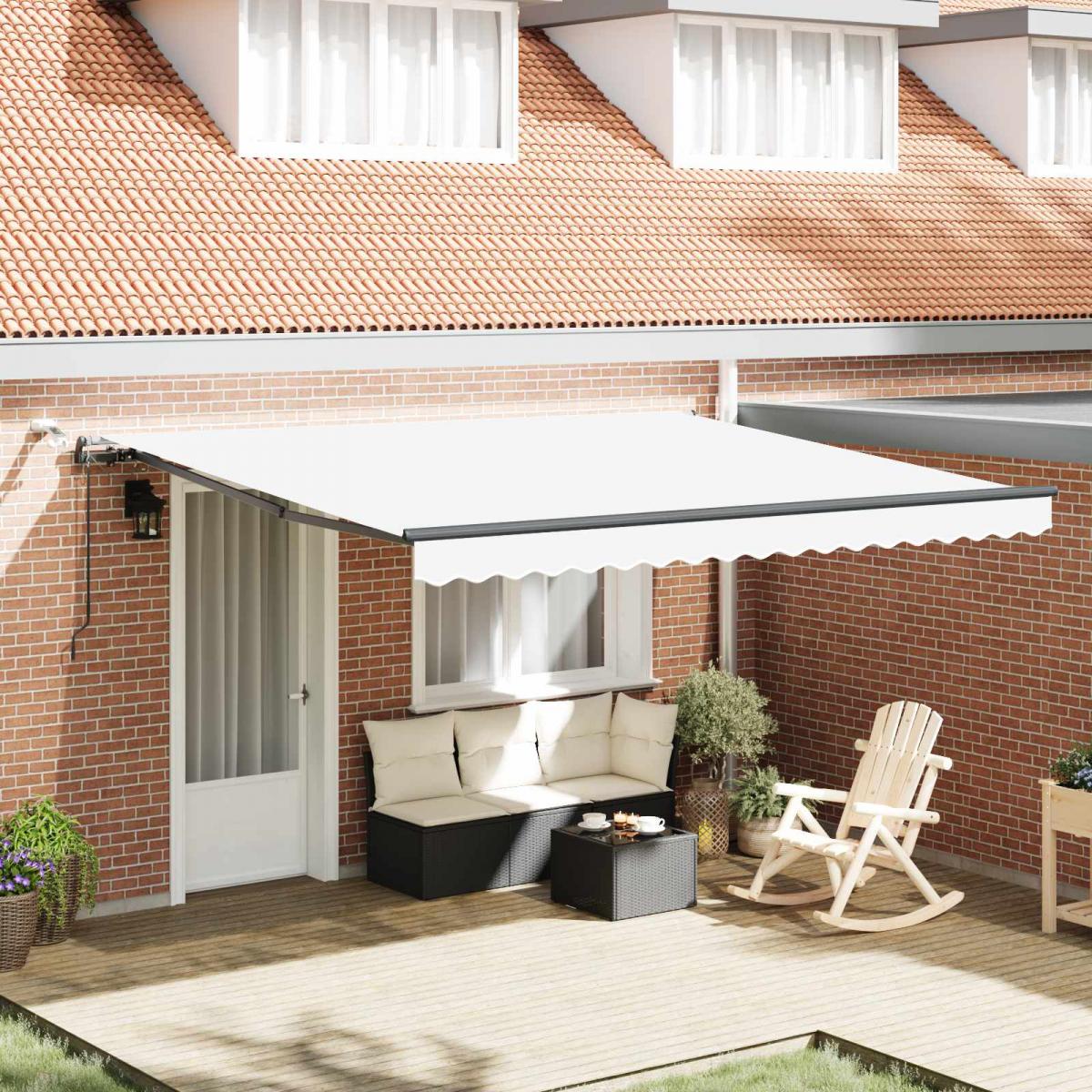 Toldo retráctil Gris claro y blanco. 400 x 350 cm Poliéster