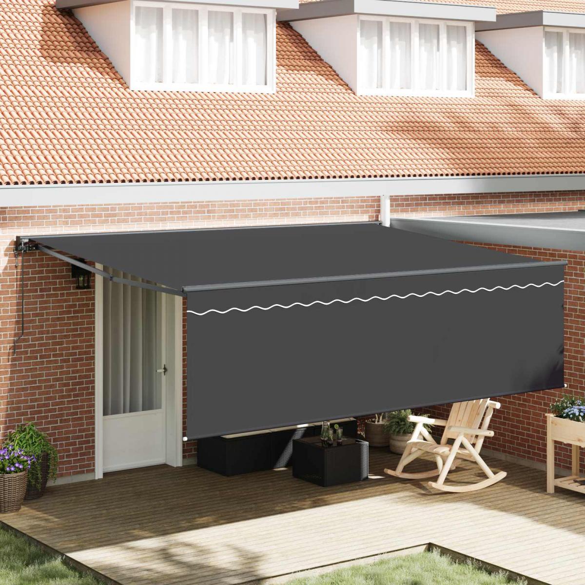 Toldo retráctil Azul y Blanco 400 x 350 cm Poliéster y Aluminio