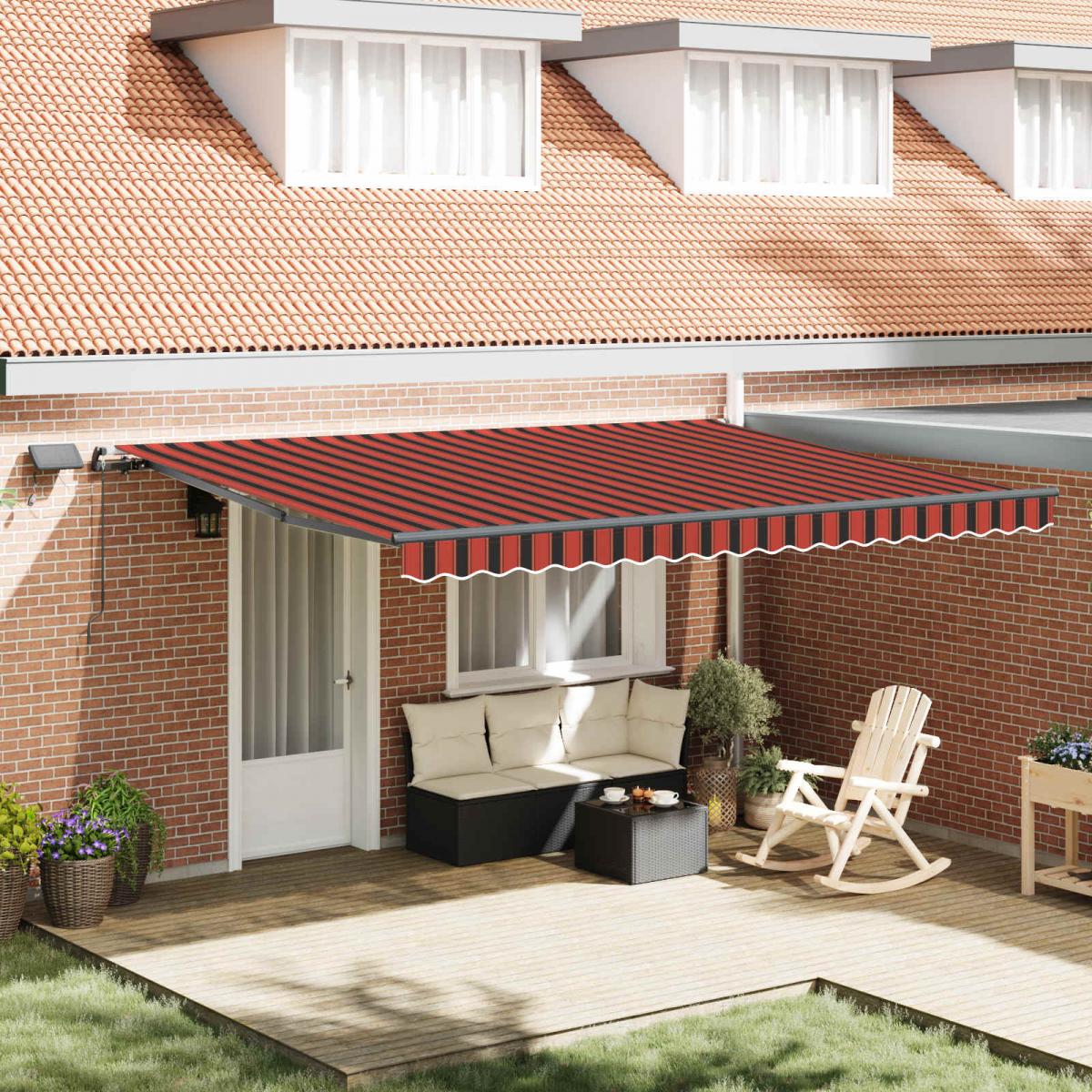 Toldo retráctil Amarillo y Naranja 300 x 250 cm Tela y Aluminio