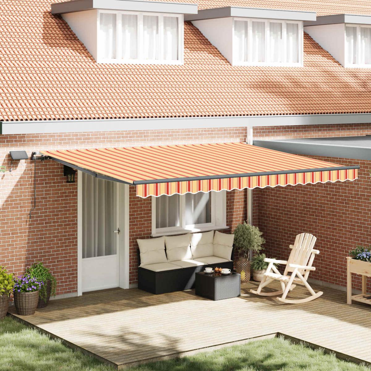 Toldo retráctil Amarillo y Naranja 300 x 250 cm Tela y Aluminio