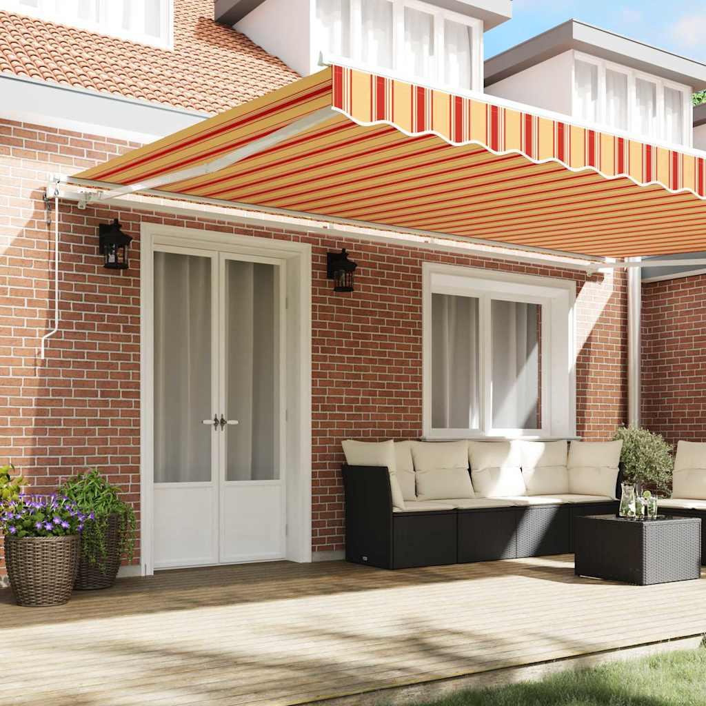 Toldo retráctil Amarillo y Naranja 300 x 250 cm Tela y Aluminio