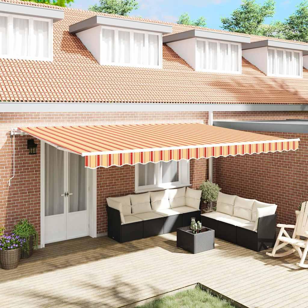 Toldo retráctil Amarillo y Naranja 300 x 250 cm Tela y Aluminio