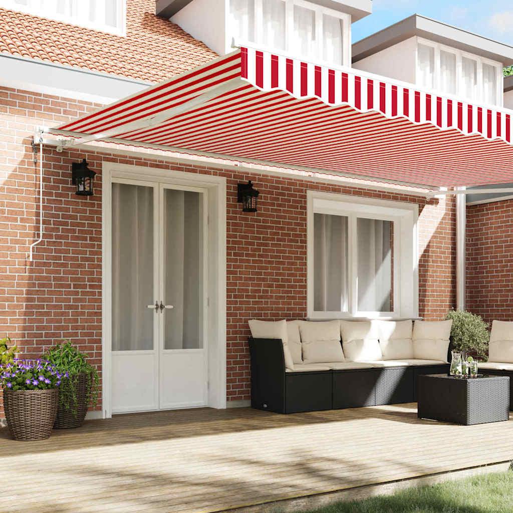 Toldo retráctil Amarillo y Naranja 500 x 350 cm Tela y Aluminio