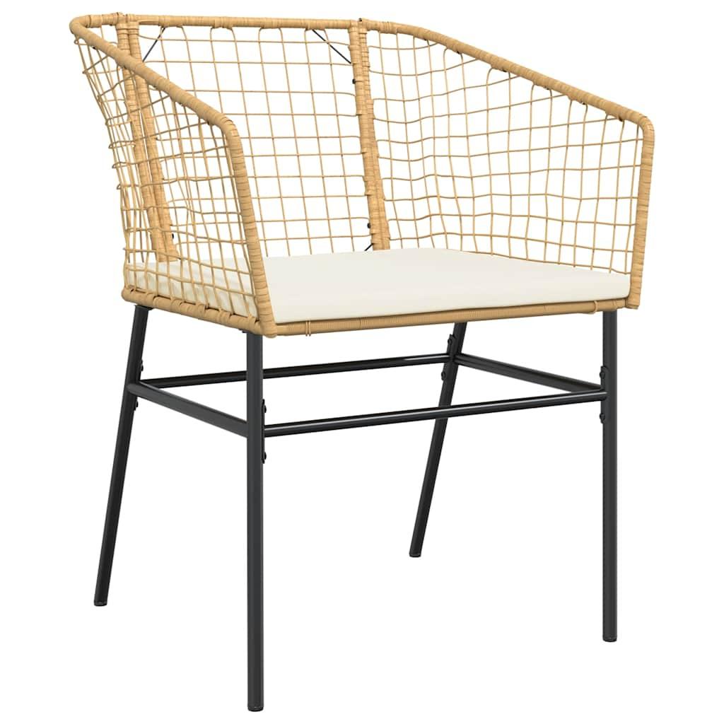 Juego de comedor jardín 3 piezas cojines ratán sintético marrón