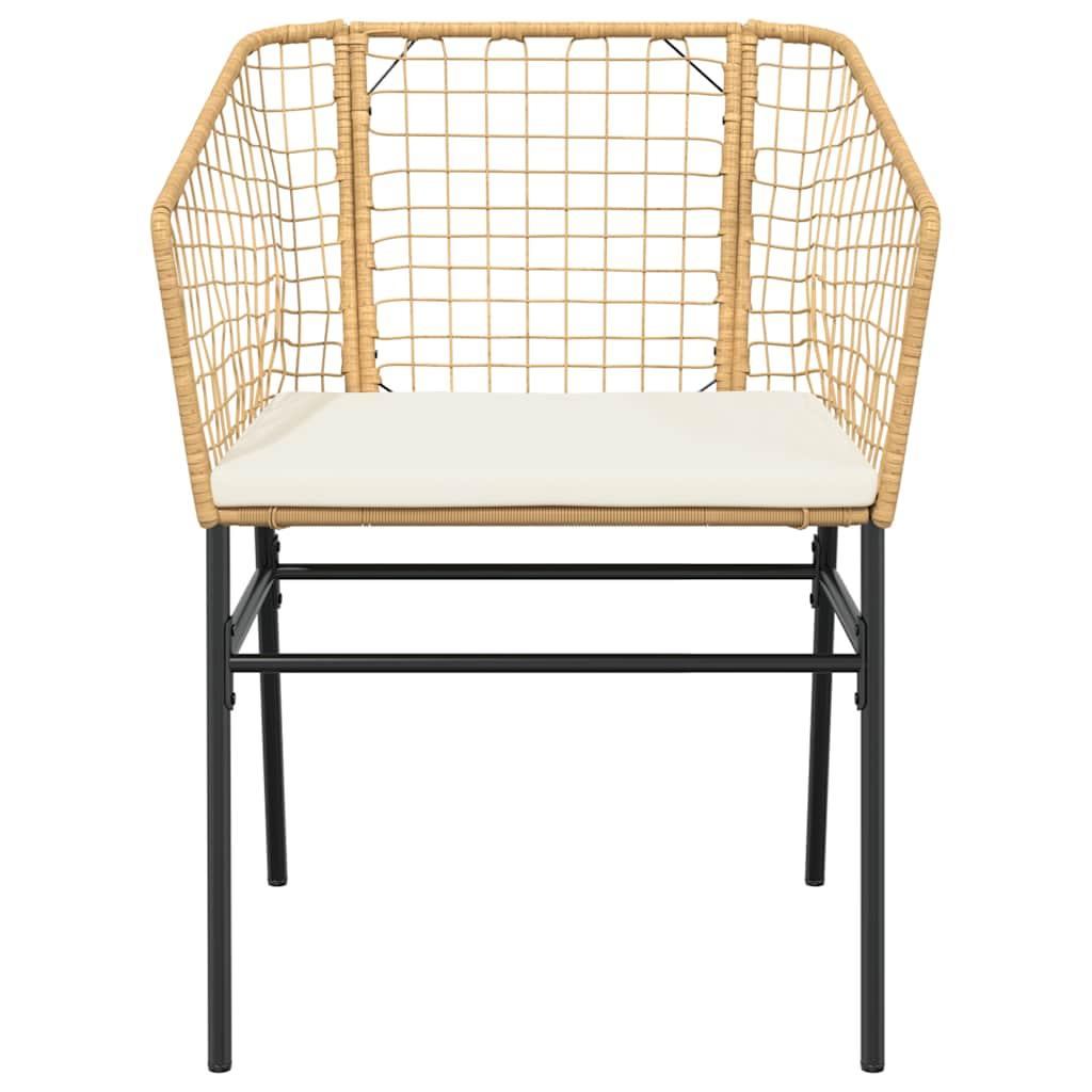 Juego de comedor jardín 3 piezas cojines ratán sintético marrón