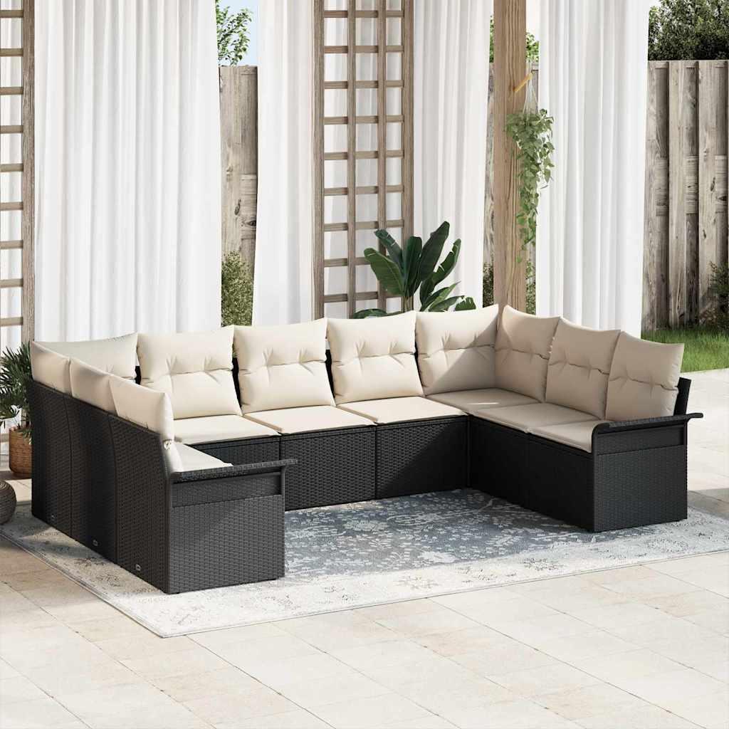 Conjunto de sofás de jardín con cojín ratán sintético