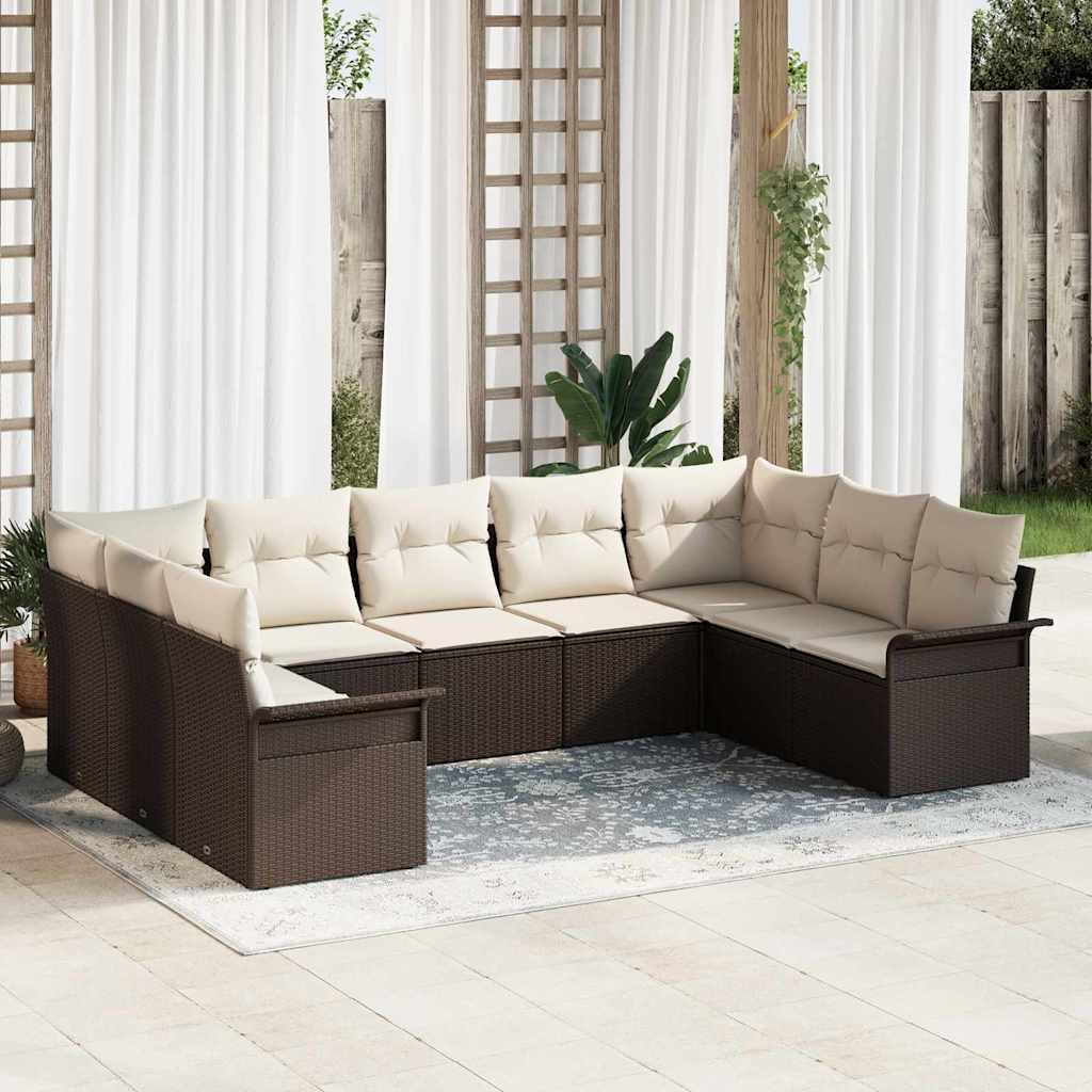 Conjunto de sofás de jardín con cojín ratán sintético