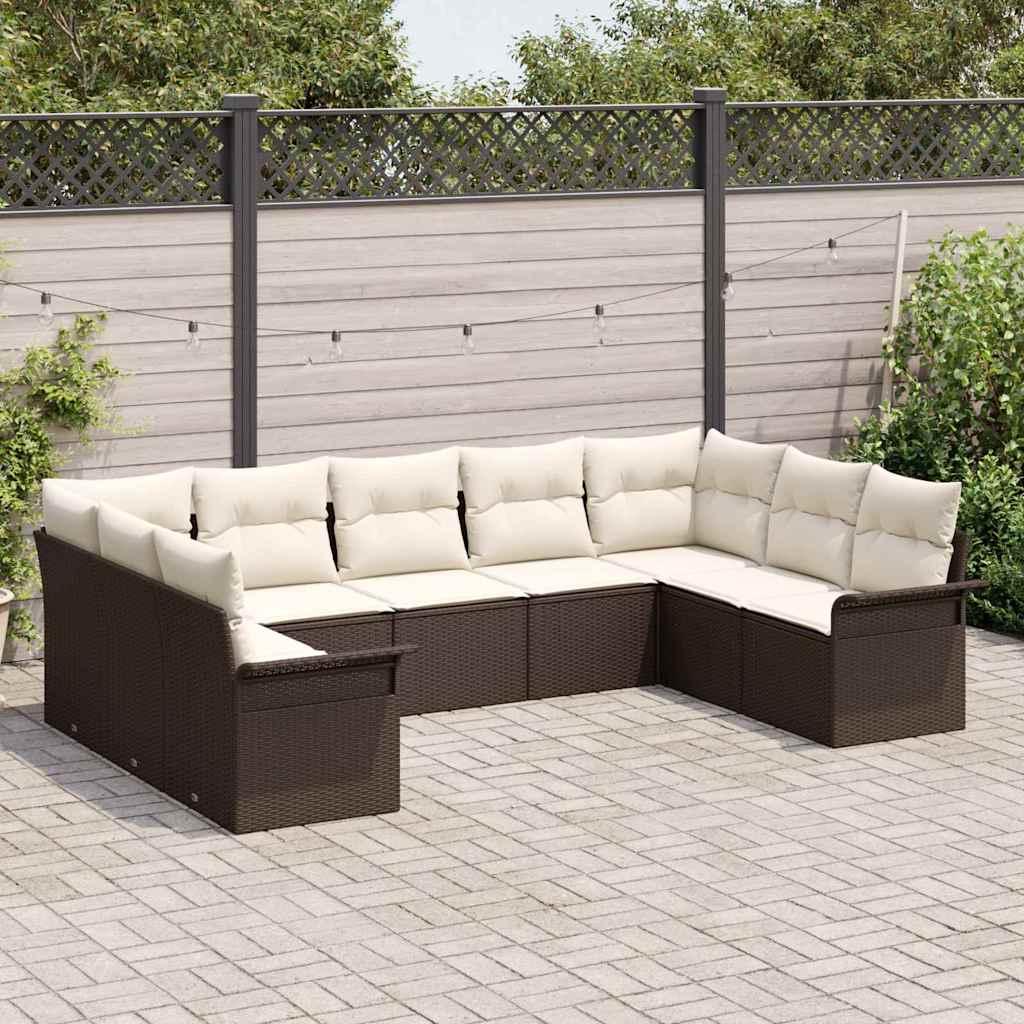 Conjunto de sofás de jardín con cojín ratán sintético