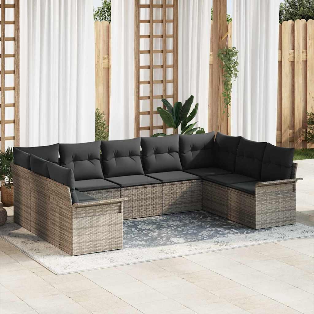 Conjunto de sofás de jardín con cojín ratán sintético