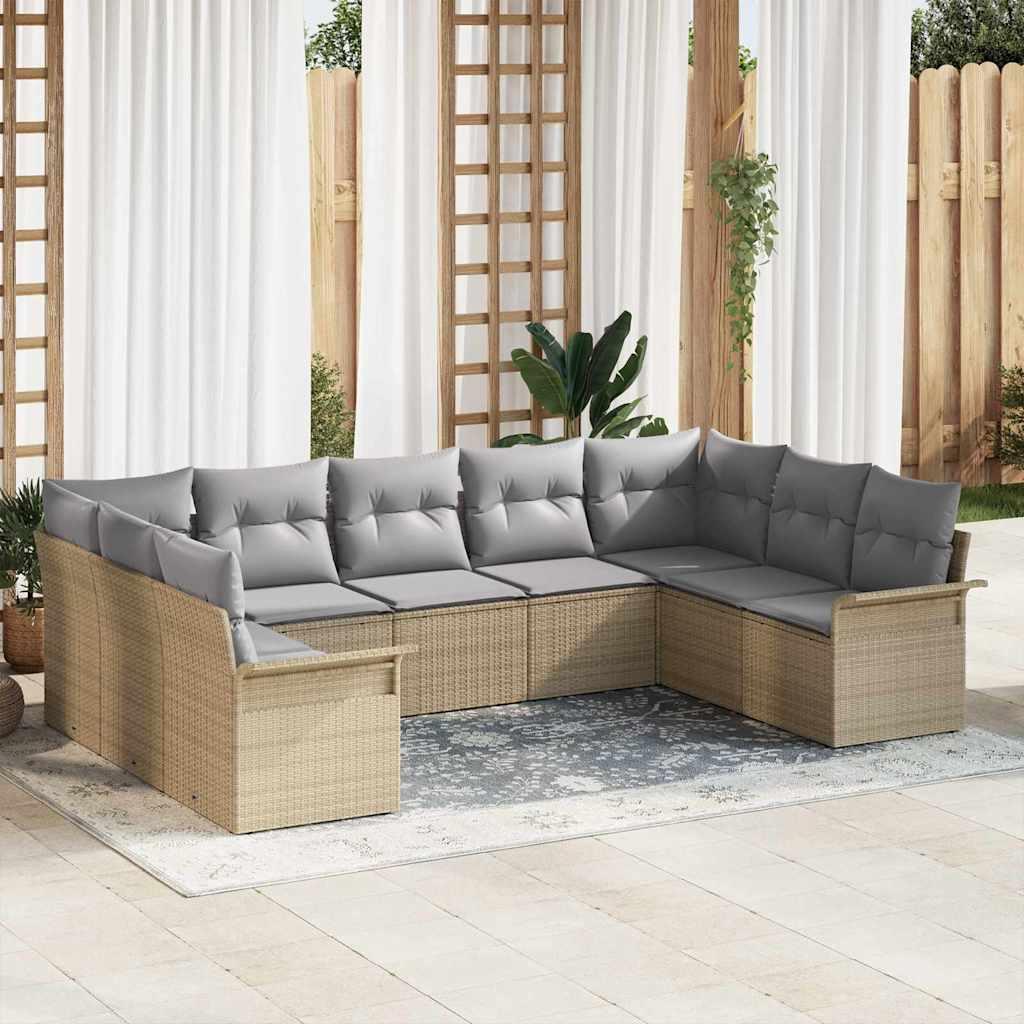 Conjunto de sofás de jardín con cojín ratán sintético