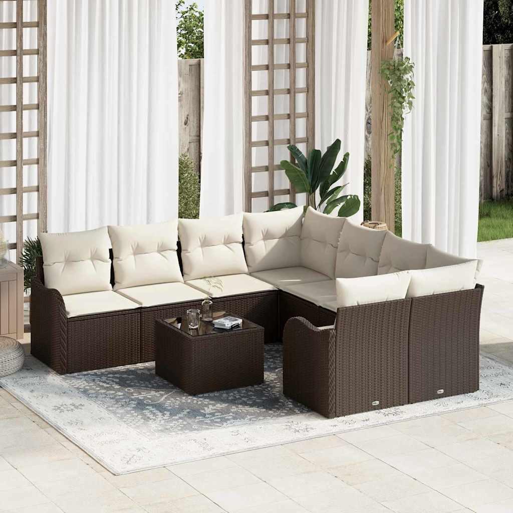 Conjunto de sofá de jardín 9 uds. 8-Número de plazas