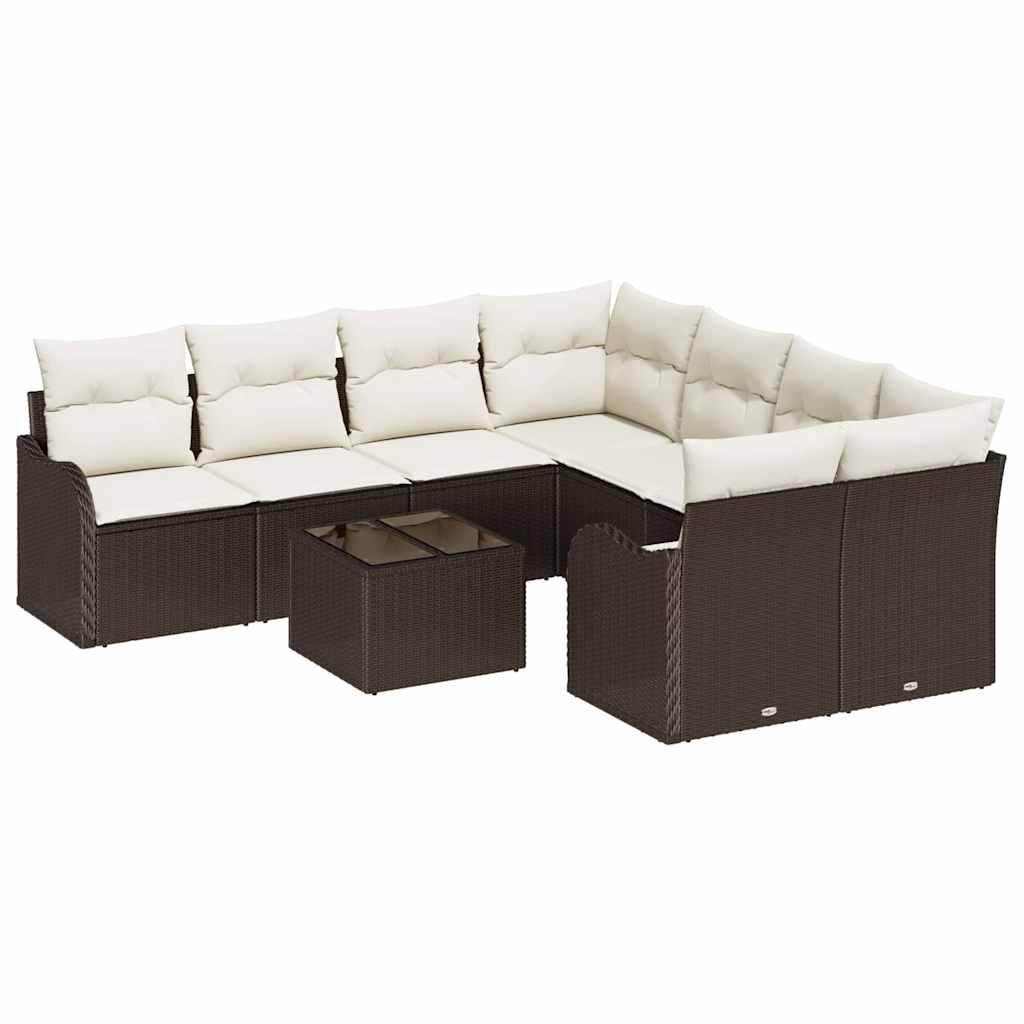 Conjunto de sofá de jardín 9 uds. 8-Número de plazas