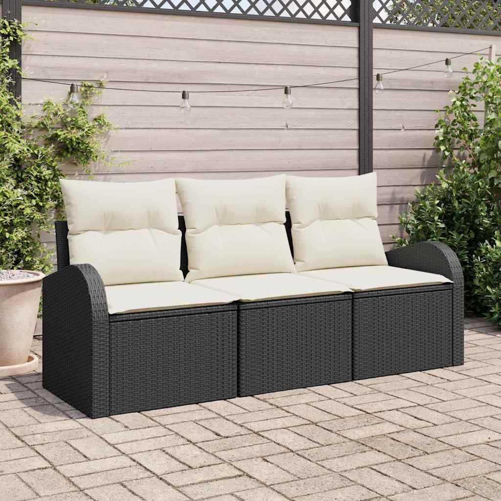 Conjunto de sofá de jardín con cojín 3 pcs Poliratán