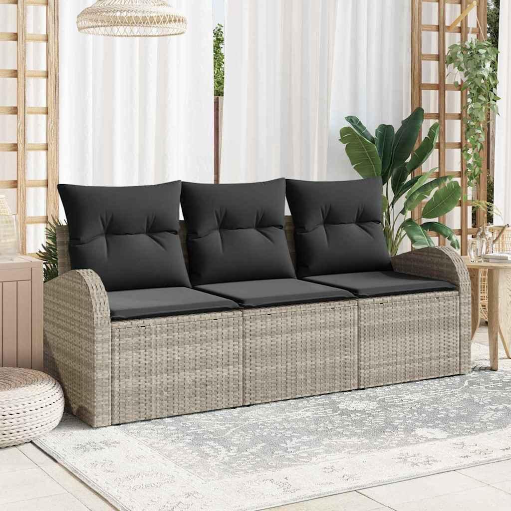 Conjunto de sofá de jardín con cojín 3 pcs Poliratán