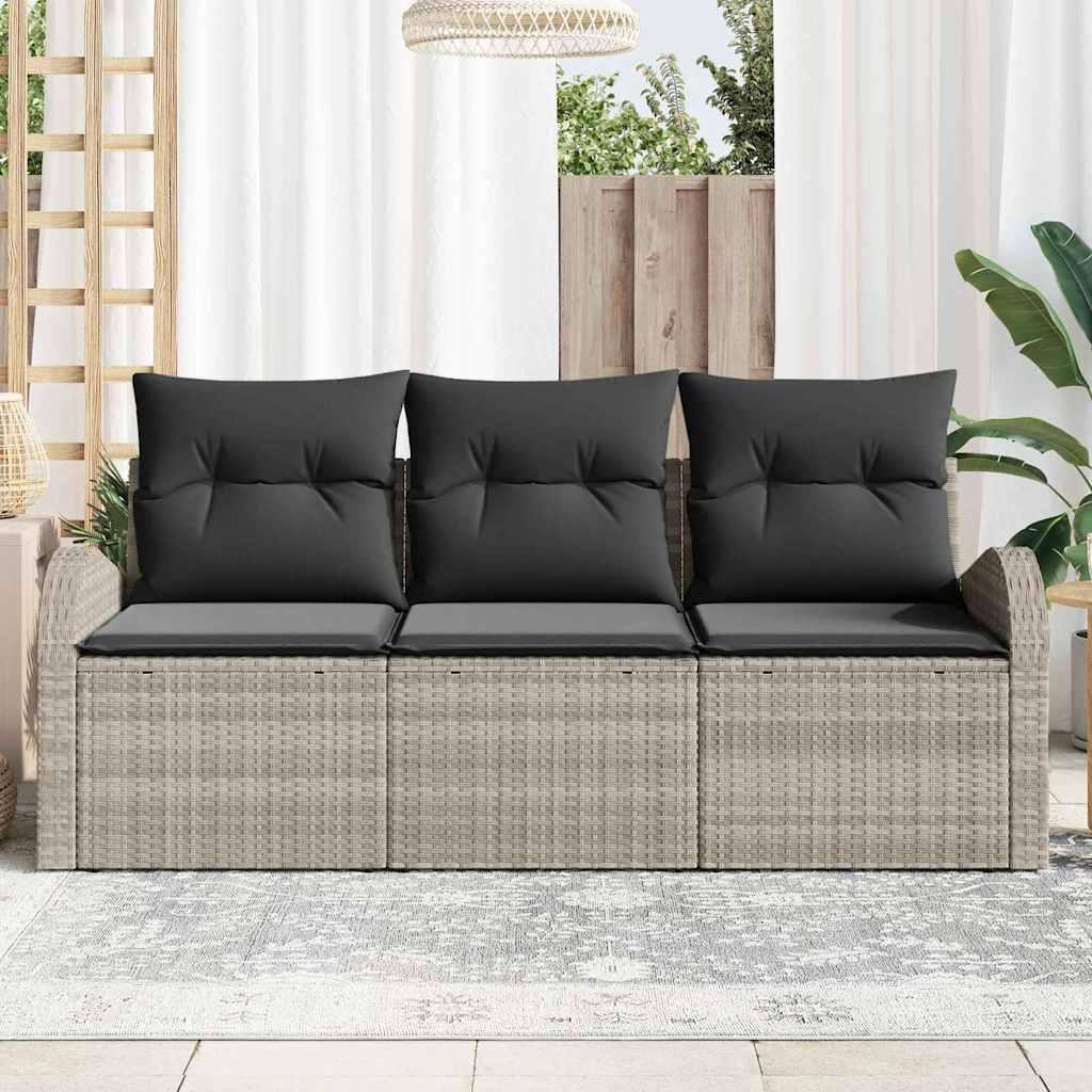 Conjunto de sofá de jardín con cojín 3 pcs Poliratán