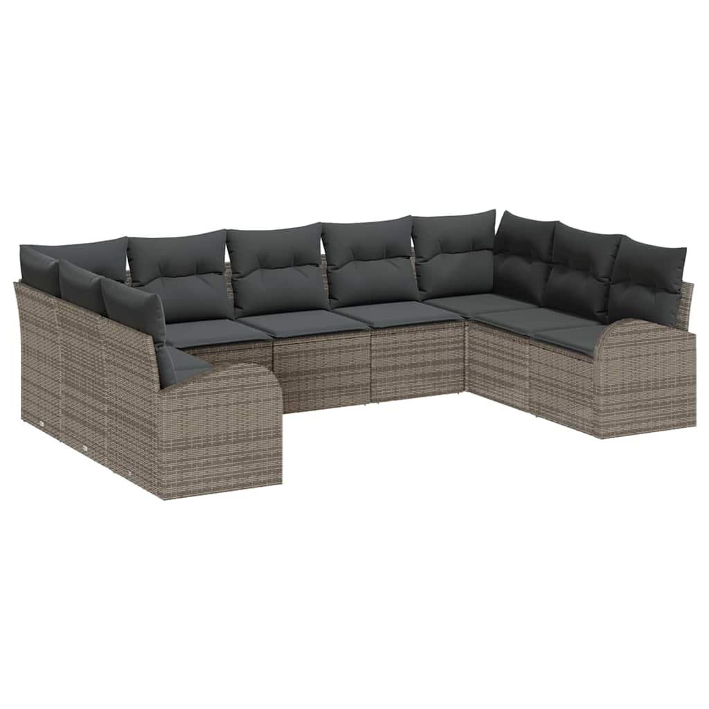 Juego de Sofá 9 uds. [Sintético]: Rattan de Poliéster