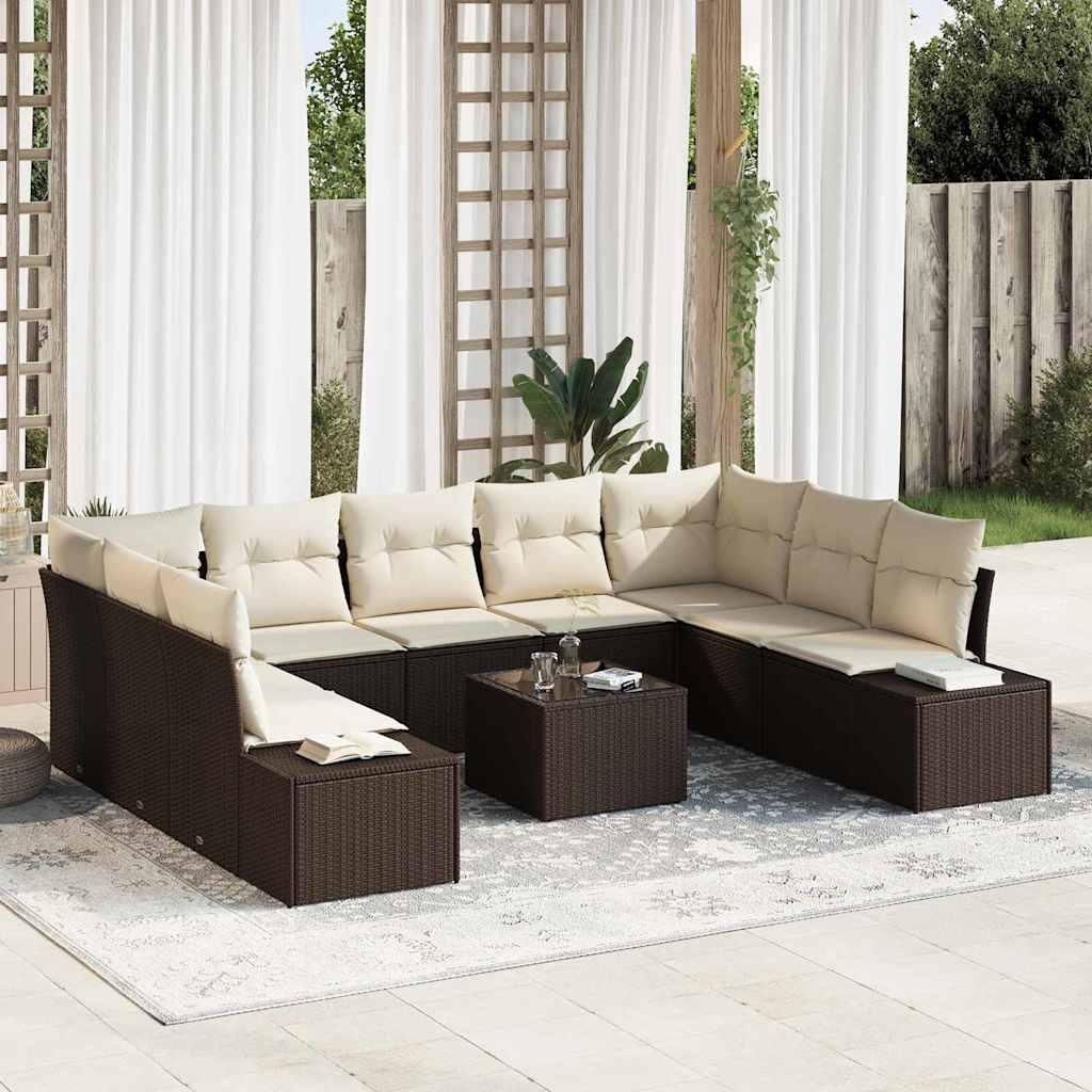 Conjunto de sofá de jardín 10 uds