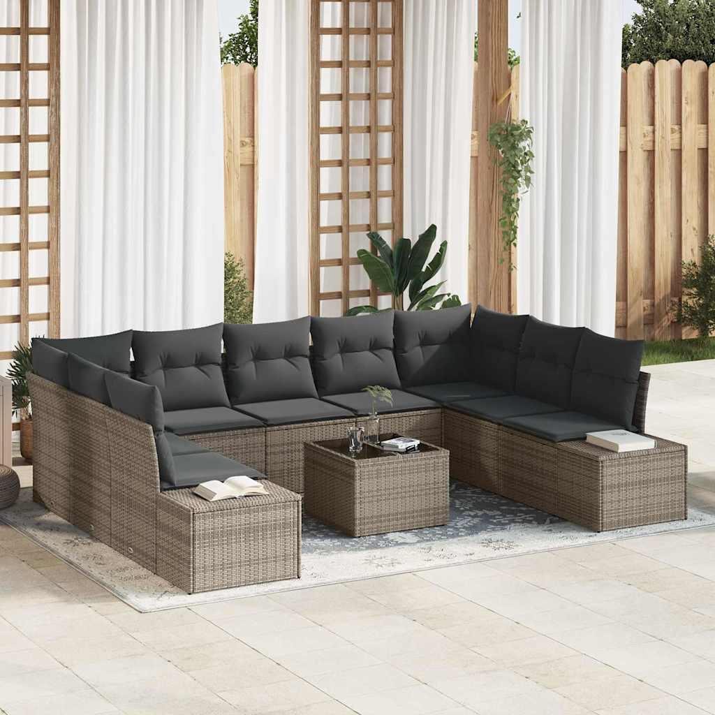 Conjunto de sofá de jardín 10 uds