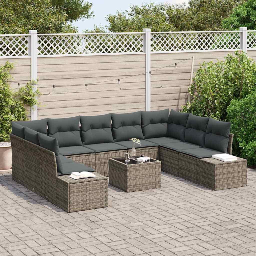 Conjunto de sofá de jardín 10 uds