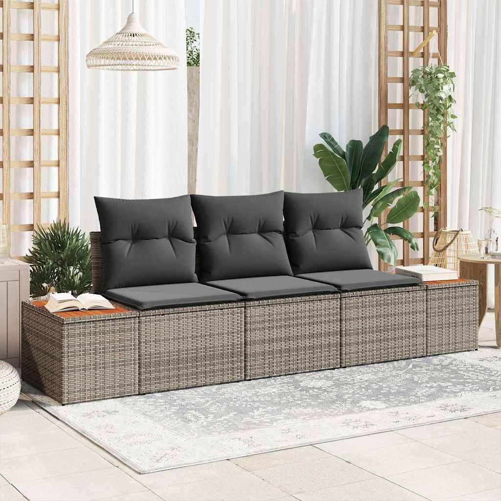 Conjunto de sofá de jardín 3 uds. ratán sintético