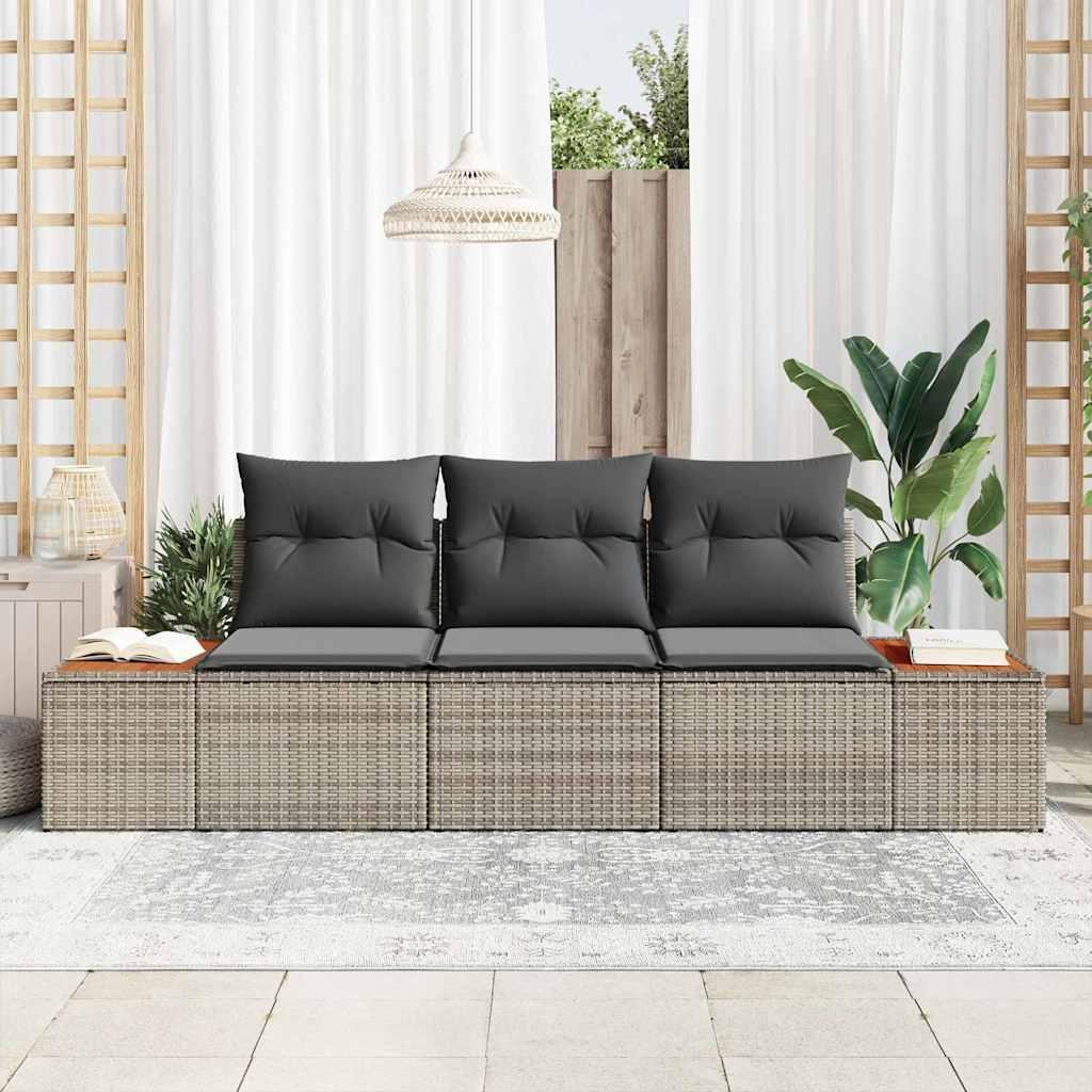 Conjunto de sofá de jardín 3 uds. ratán sintético