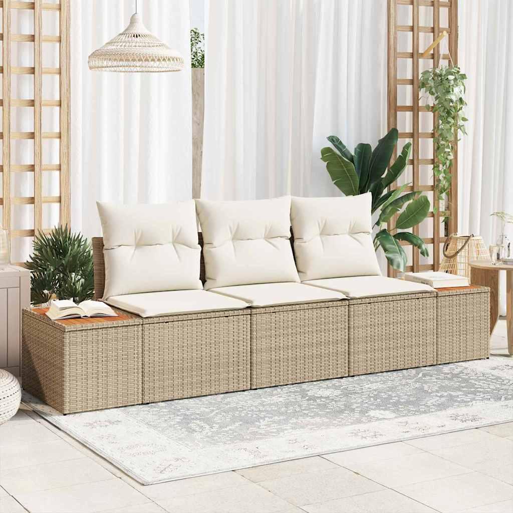 Conjunto de sofá de jardín 3 uds. ratán sintético