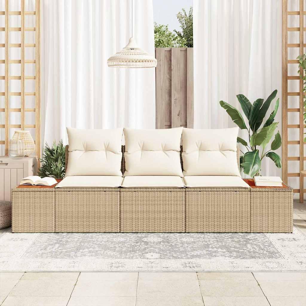 Conjunto de sofá de jardín 3 uds. ratán sintético
