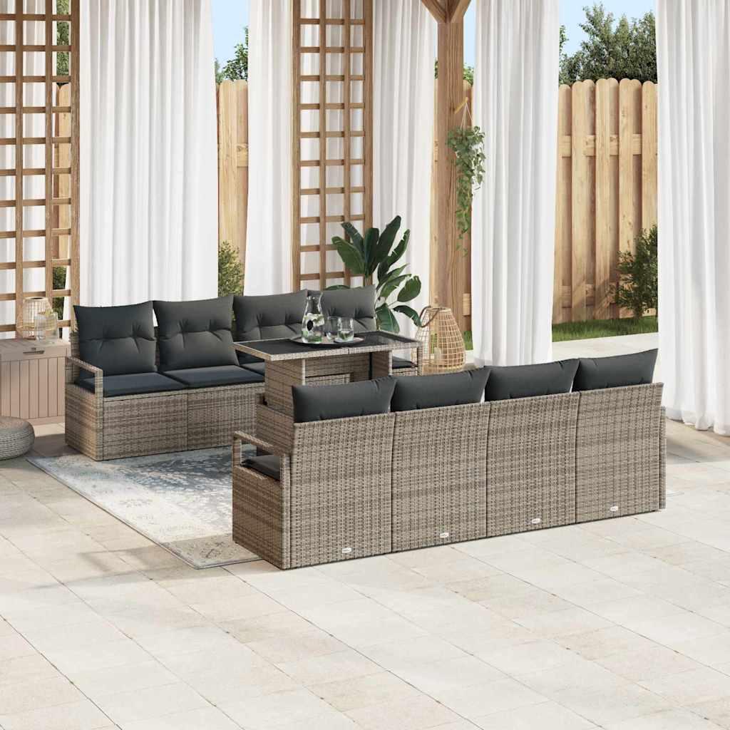 Conjunto de sofá de jardín 9 uds. 6-Número de plazas