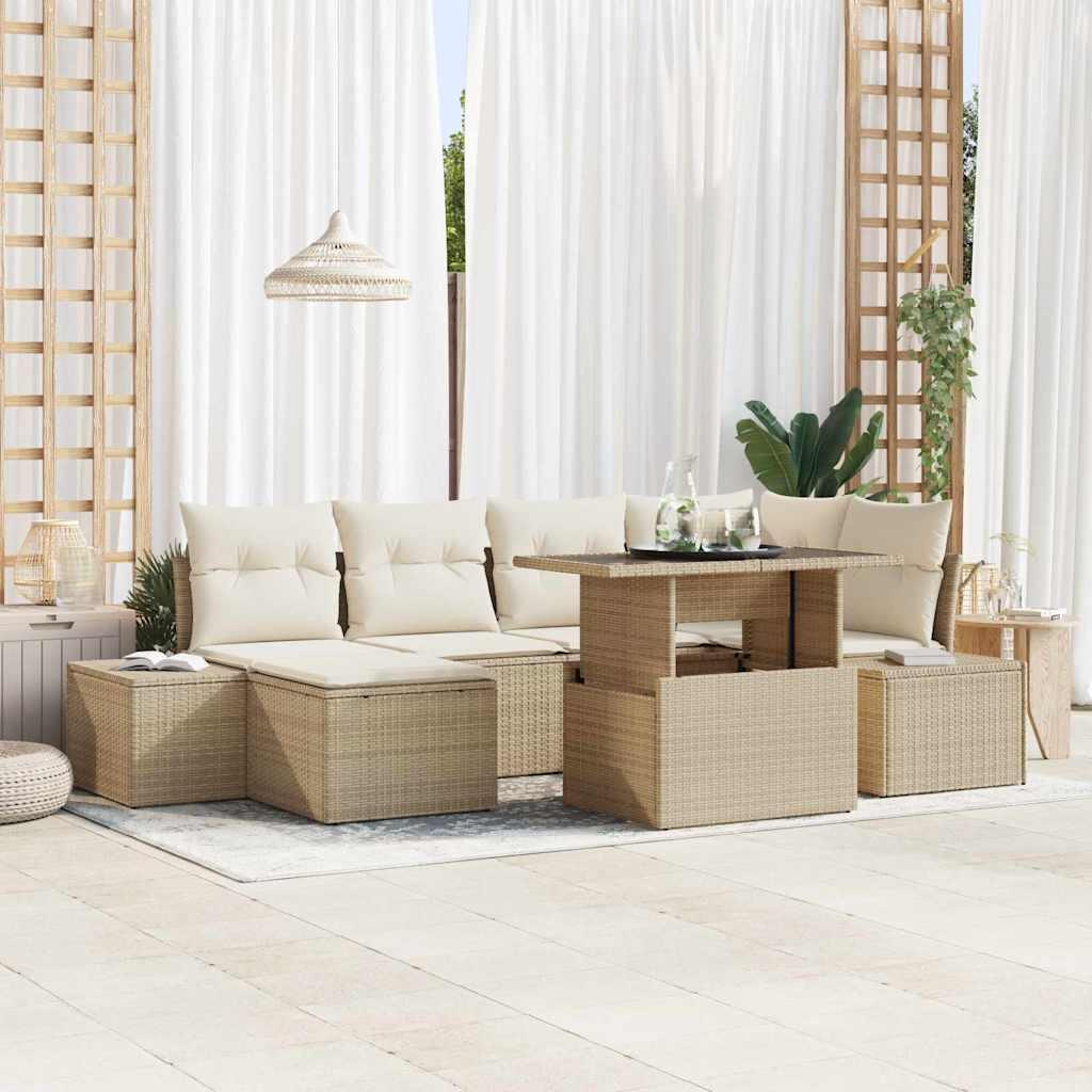 Conjunto de sofá de jardín 7 uds