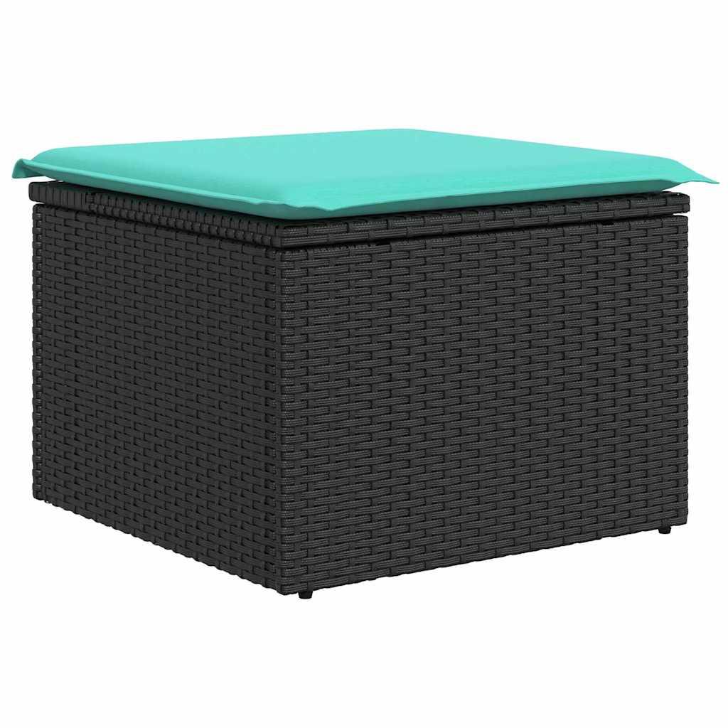 Conjunto de sofás de jardín 8 uds. Negro y Verde Azulado
