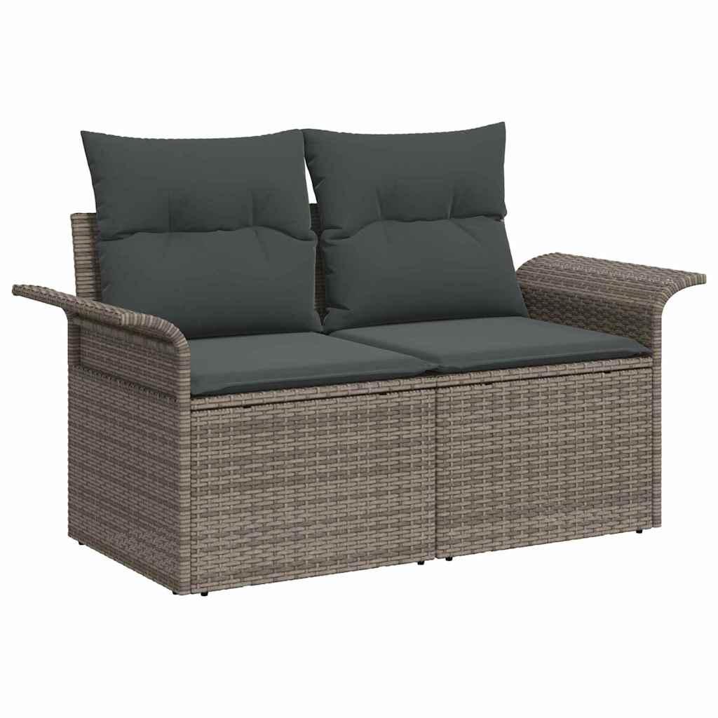 Conjunto de sofás de jardín 7 uds. Beige y gris ratán sintético