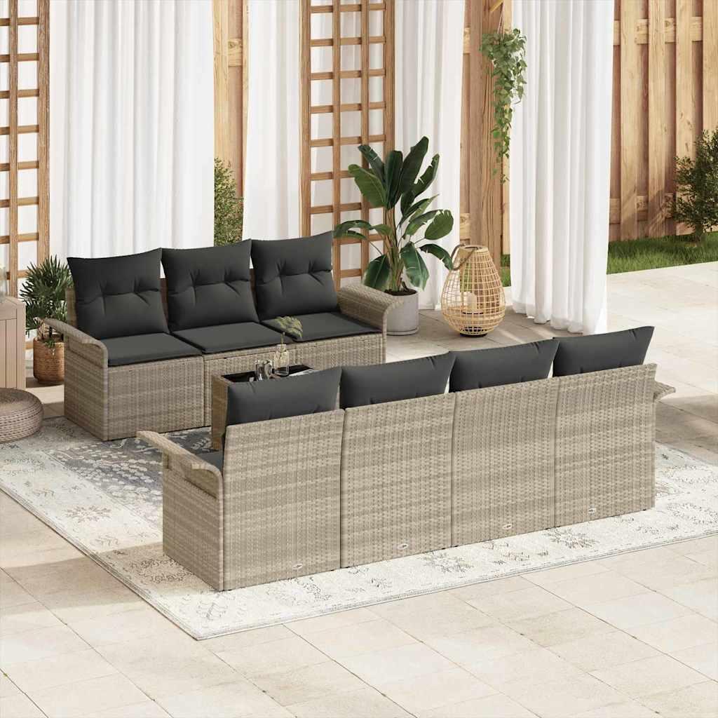Conjunto de sofás de jardín 8 uds. 7-Número de plazas Negro