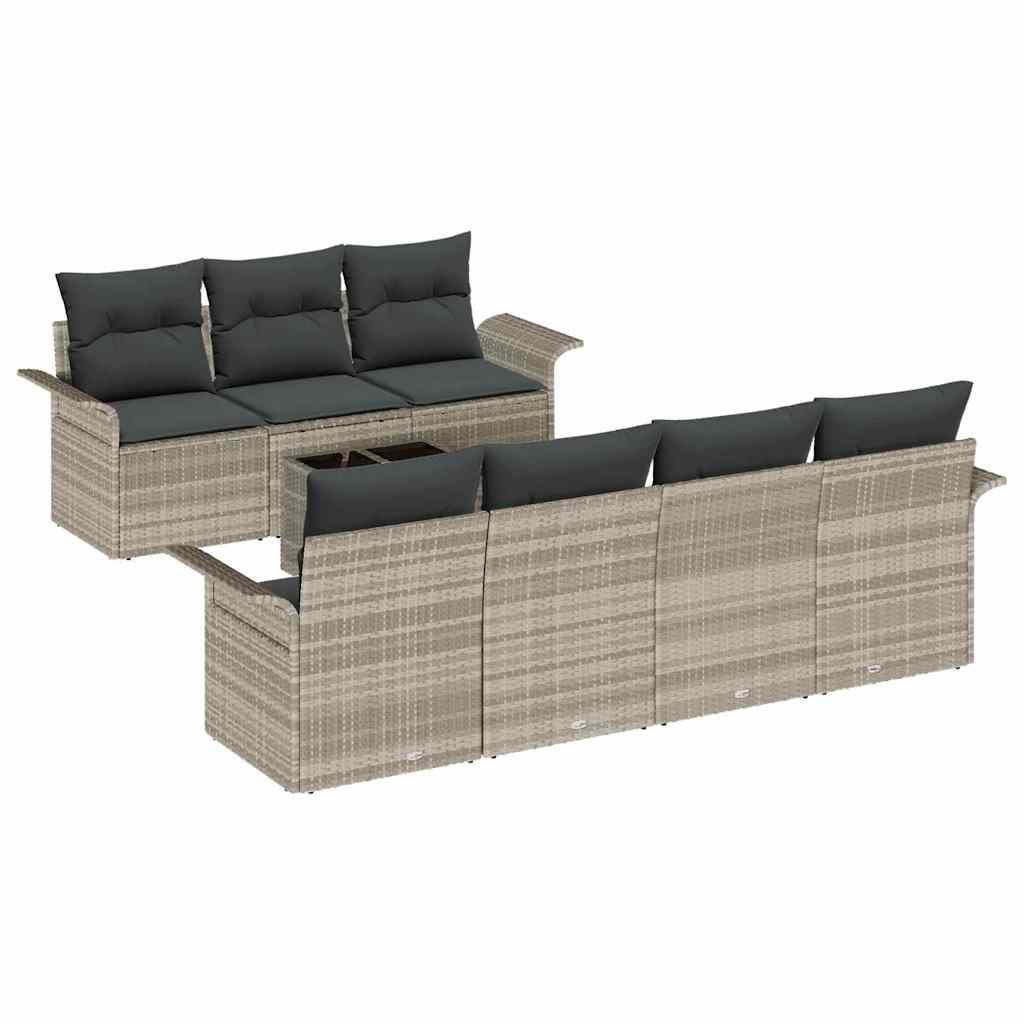 Conjunto de sofás de jardín 8 uds. 7-Número de plazas Negro