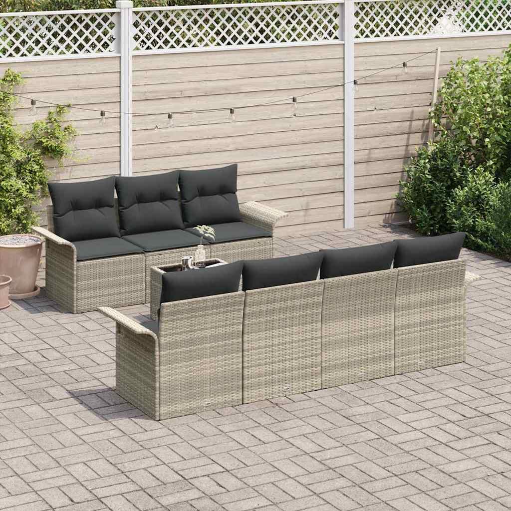 Conjunto de sofás de jardín 8 uds. 7-Número de plazas Negro